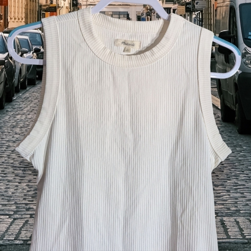 NWT Madewell Cream Ribbed Tank Top Body Suit - Picture 5 of 11